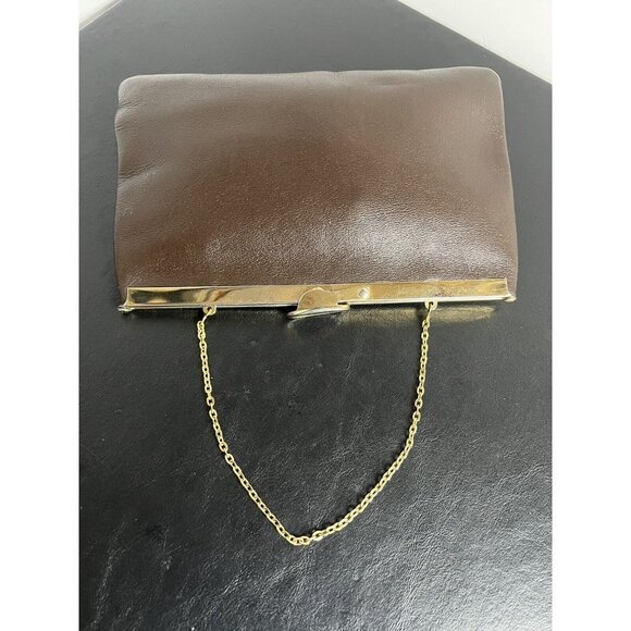 Etra Brown Leather Clutch Shoulder Purse Vintage 1950s - Picture 9 of 16